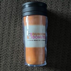 Dunkin Donuts Insulated Travel Mug Orange Pink Coffee Tumbler